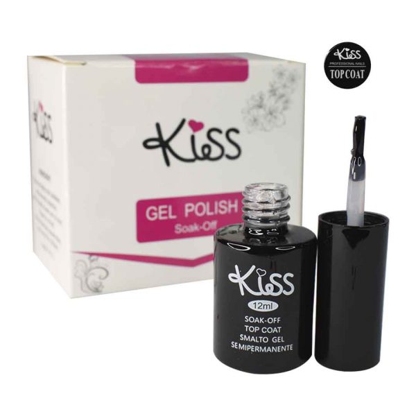 Esmaltes gel polish top coat Kiss 12ml frasco negro LOTE 1
