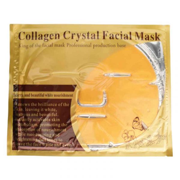 Mascarilla de colágeno para rostro completo empaque dorado con mariposa