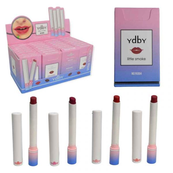 Caja de labiales con diseño de cigarros azul-rosa marca Ydby