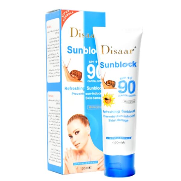 Bloqueador solar hidratante con mucina de caracol  Disaar spf 90
