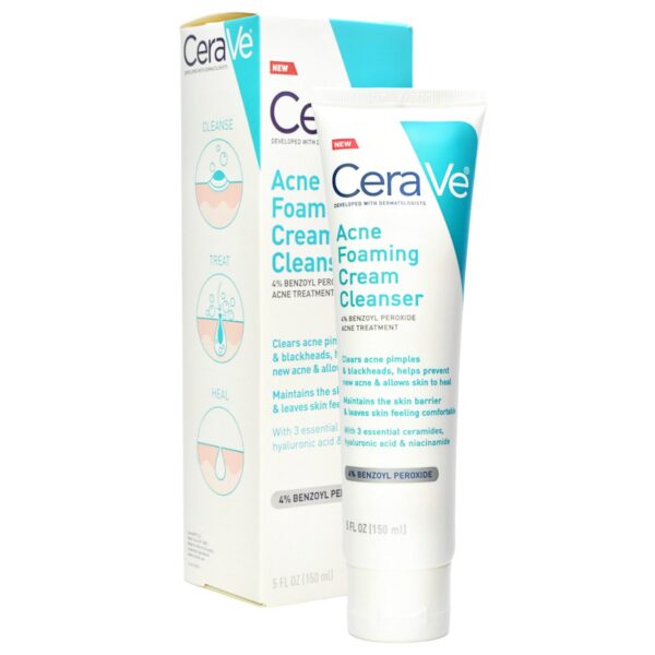 Crema limpiadora para acné con PEROXIDO DE BENZOILO al 4% CERAVE 150ml LOTE 2
