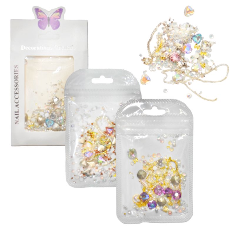 Decoraciones Para uñas Sobre Blanco Con Mariposa Lila Decoration Crystal