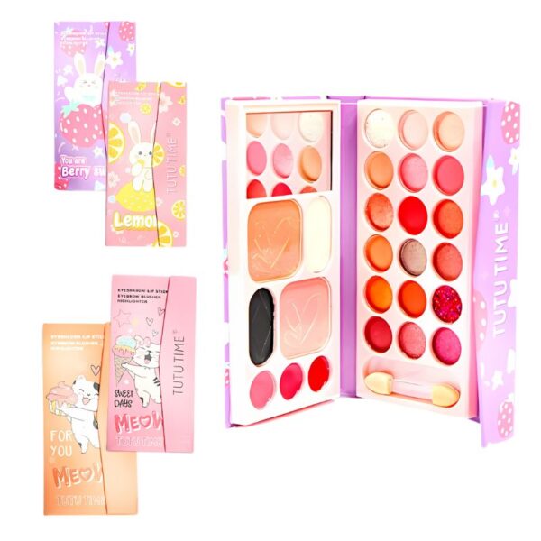Kit de sombras 18 colores con iluminador, labial presentacion de cartera surtida