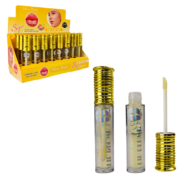 Voluminizador magico hidratante para labios MISS BETTY tapa dorada.