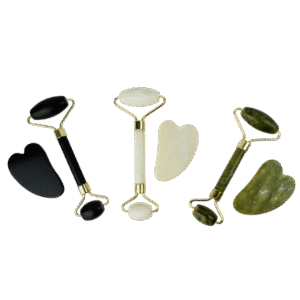 Rodillo y guasha de jade colores surtidos caja transparente